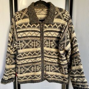 True Vintage Cozy Wool Heritage Patterned Full Zip Cardigan Jacket Women’s M/L